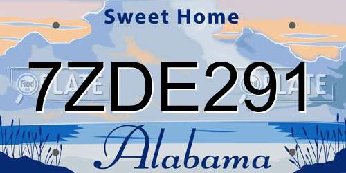 7ZDE291 Alabama License Plate