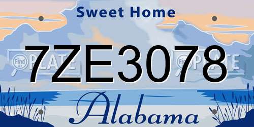 7ZE3078 Alabama License Plate