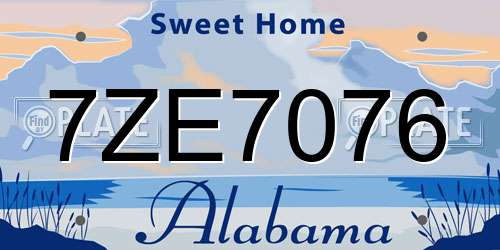 7ZE7076 Alabama License Plate