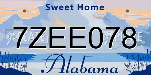 7ZEE078 Alabama License Plate