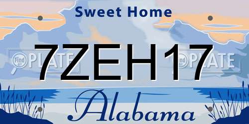 7ZEH17 Alabama License Plate