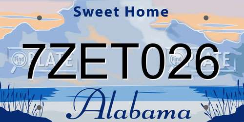 7ZET026 Alabama License Plate