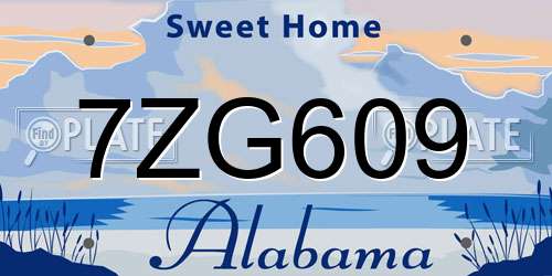 7ZG609 Alabama License Plate