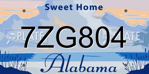 7ZG804 Alabama License Plate