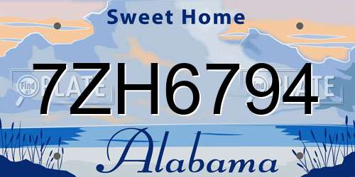 7ZH6794 Alabama License Plate