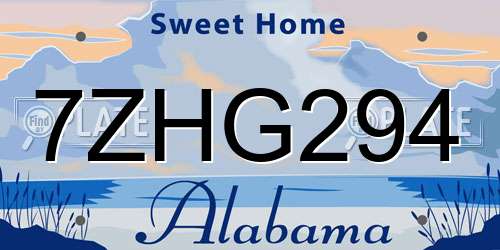 7ZHG294 Alabama License Plate
