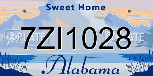 7ZI1028 Alabama License Plate
