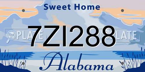 7ZI288 Alabama License Plate