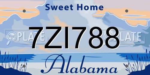 7ZI788 Alabama License Plate