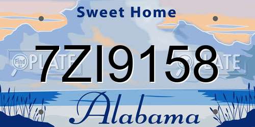 7ZI9158 Alabama License Plate