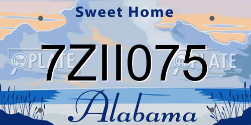 7ZII075 Alabama License Plate