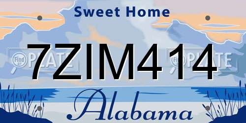 7ZIM414 Alabama License Plate