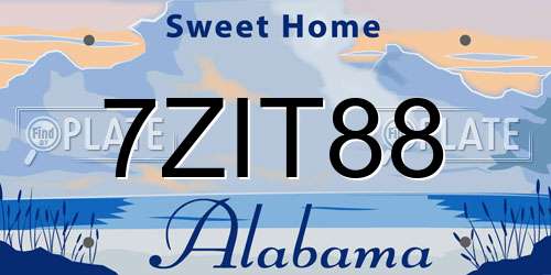 7ZIT88 Alabama License Plate