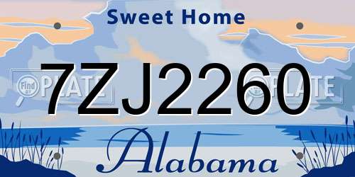 7ZJ2260 Alabama License Plate