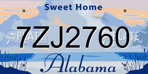 7ZJ2760 Alabama License Plate