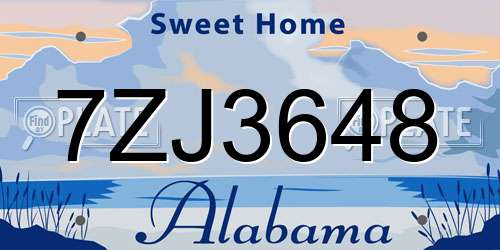 7ZJ3648 Alabama License Plate