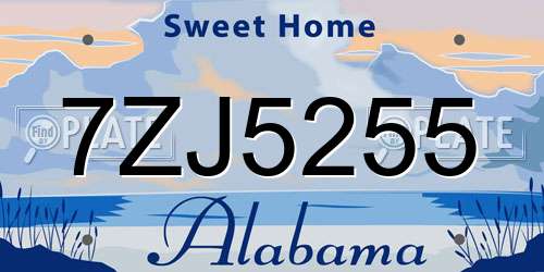 7ZJ5255 Alabama License Plate