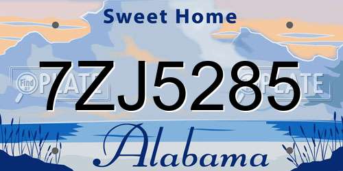 7ZJ5285 Alabama License Plate