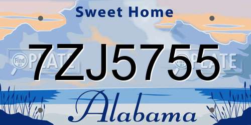 7ZJ5755 Alabama License Plate
