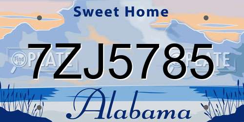 7ZJ5785 Alabama License Plate