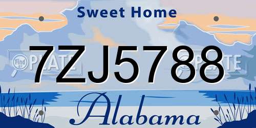 7ZJ5788 Alabama License Plate