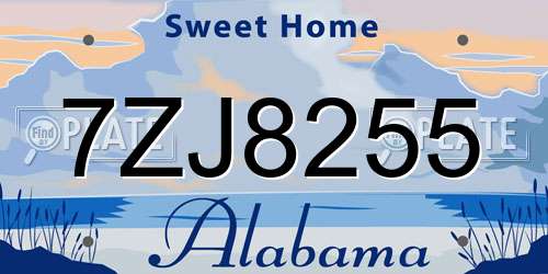 7ZJ8255 Alabama License Plate