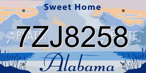 7ZJ8258 Alabama License Plate
