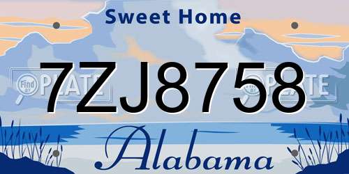 7ZJ8758 Alabama License Plate