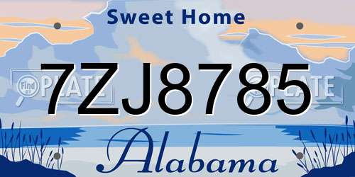 7ZJ8785 Alabama License Plate