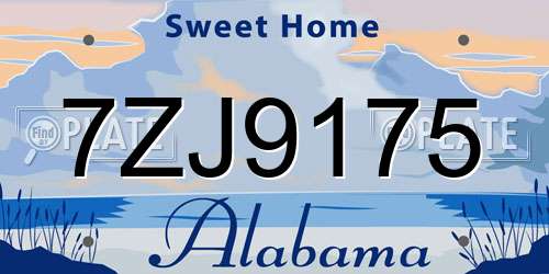 7ZJ9175 Alabama License Plate