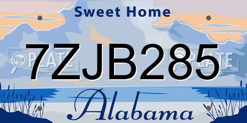 7ZJB285 Alabama License Plate