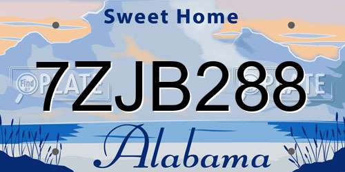 7ZJB288 Alabama License Plate