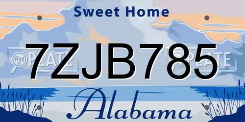7ZJB785 Alabama License Plate