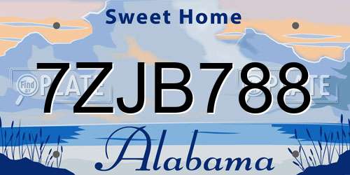 7ZJB788 Alabama License Plate