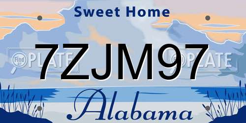 7ZJM97 Alabama License Plate