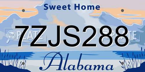 7ZJS288 Alabama License Plate