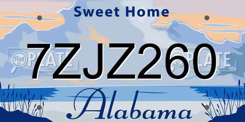7ZJZ260 Alabama License Plate
