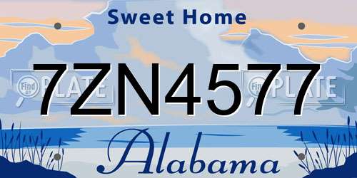 7ZN4577 Alabama License Plate