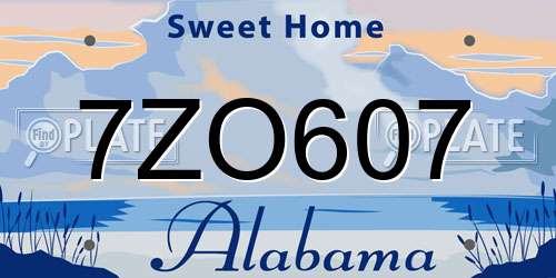 7ZO607 Alabama License Plate