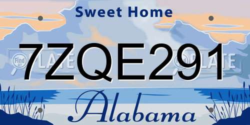 7ZQE291 Alabama License Plate