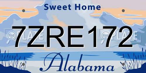 7ZRE172 Alabama License Plate