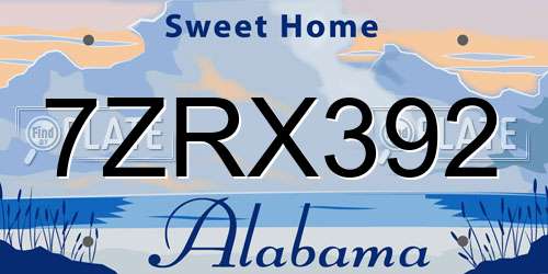 7ZRX392 Alabama License Plate