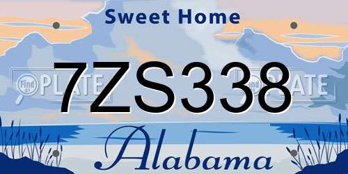 7ZS338 Alabama License Plate