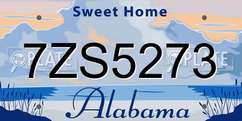 7ZS5273 Alabama License Plate