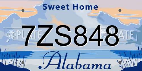 7ZS848 Alabama License Plate