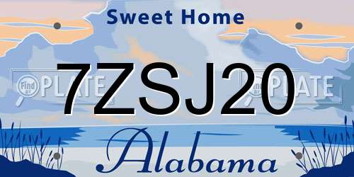 7ZSJ20 Alabama License Plate