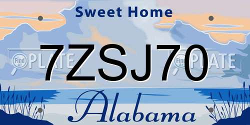 7ZSJ70 Alabama License Plate