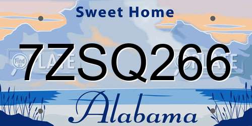 7ZSQ266 Alabama License Plate