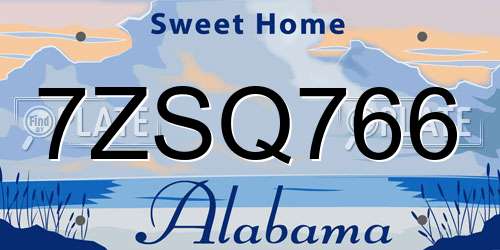 7ZSQ766 Alabama License Plate