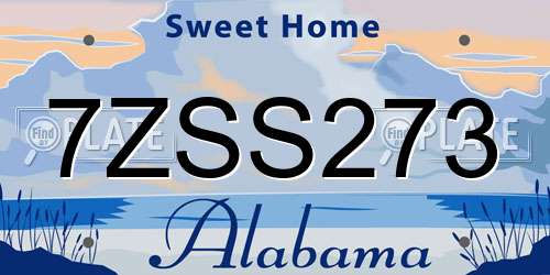 7ZSS273 Alabama License Plate